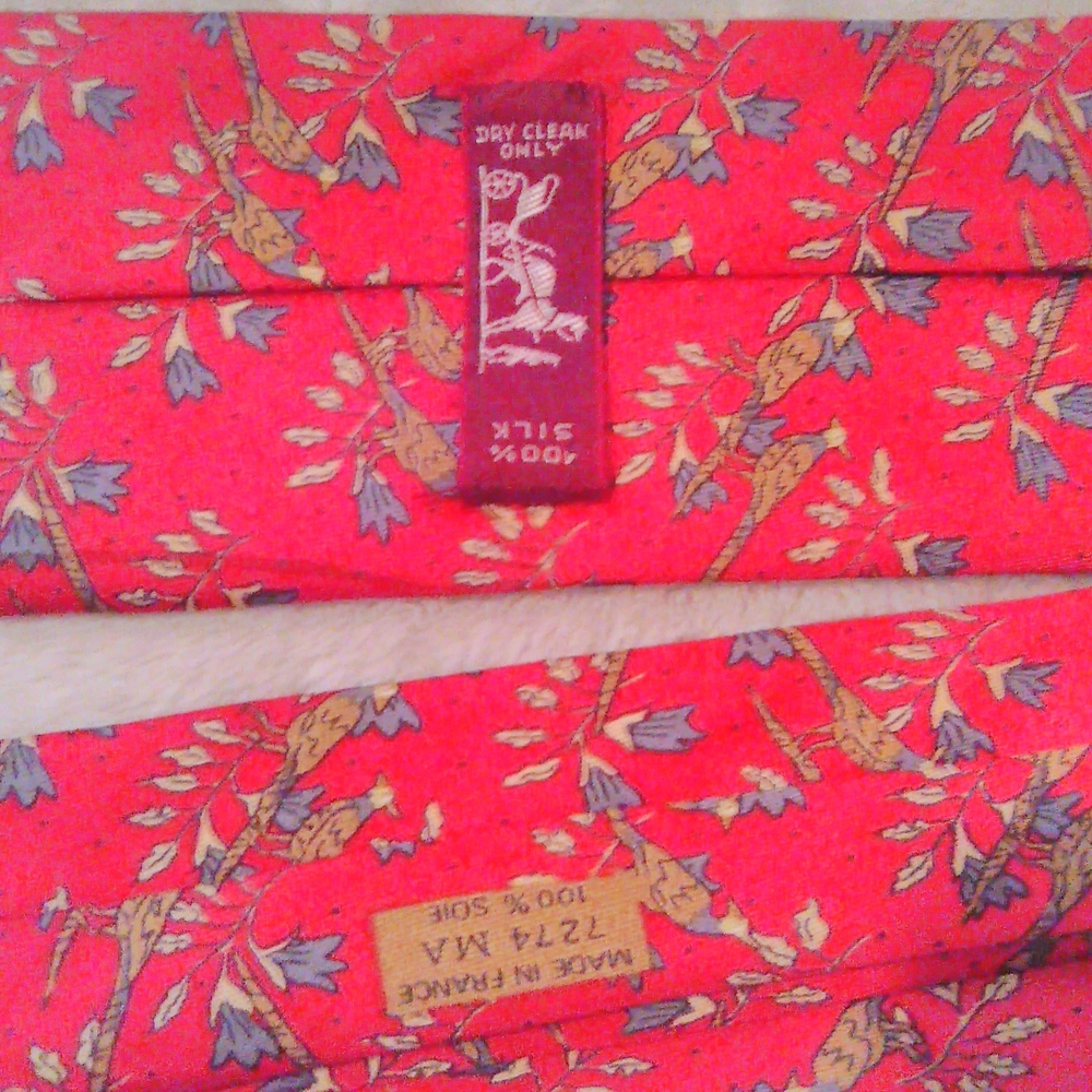 Hermes Red Floral Silk Tie